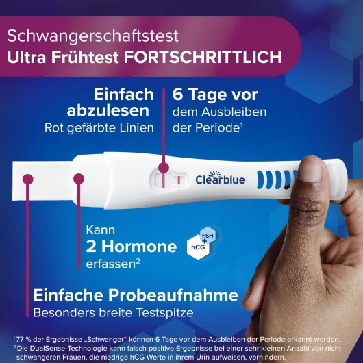 Clearblue Schwangerschaftstest 6 Tage vorher 2 Hormone 2 Stück