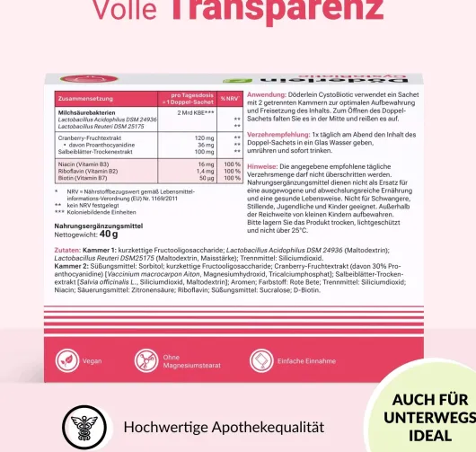 Döderlein Cystobiotic Milchsäurebakterien + Cranberry Biotin 10...