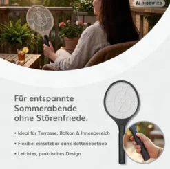 Deluxa Garden Elektrische Fliegenklatsche, Schwarz