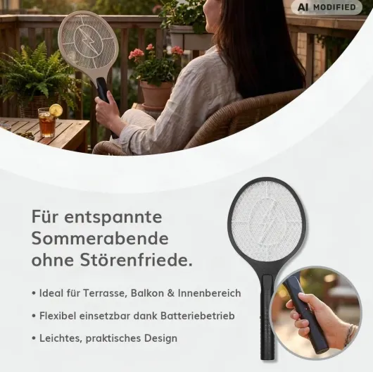 Deluxa Garden Elektrische Fliegenklatsche, Schwarz