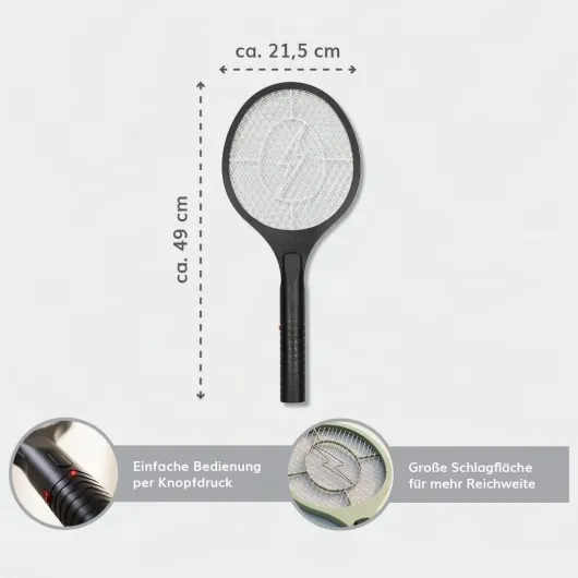 Deluxa Garden Elektrische Fliegenklatsche, Schwarz