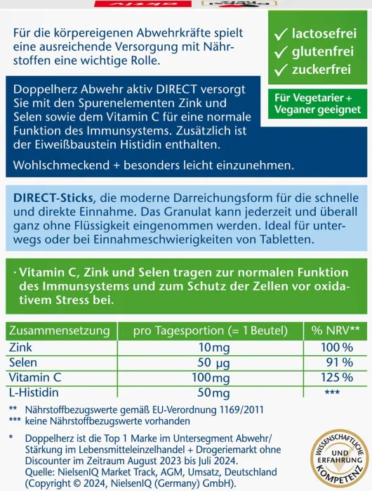 Doppelherz aktiv Abwehr Direct Zink und Selen Histidin 20 Pellets