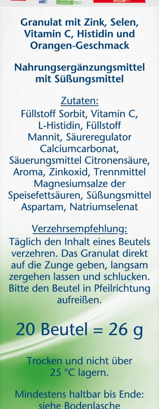 Doppelherz aktiv Abwehr Direct Zink und Selen Histidin 20 Pellets
