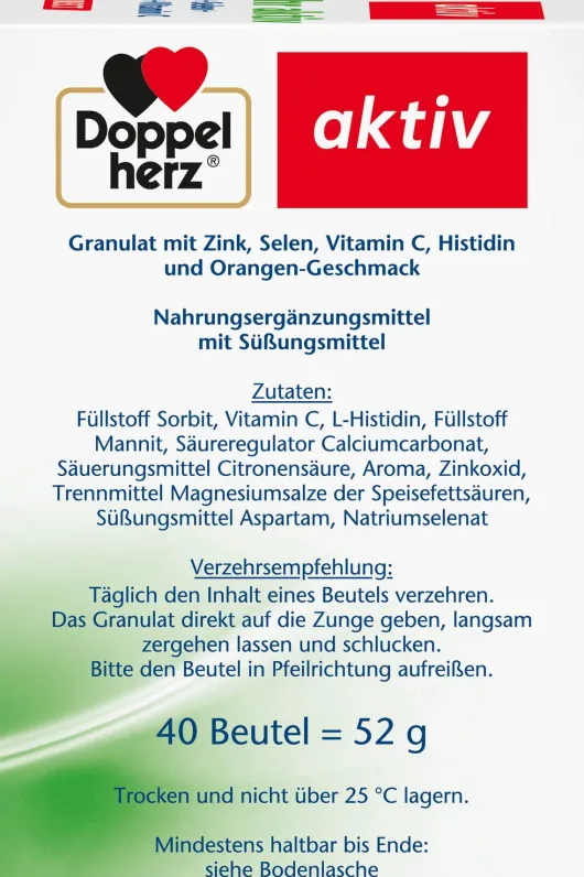 Doppelherz aktiv Abwehr Direct Zink und Selen Histidin Pellets 40 Pellets