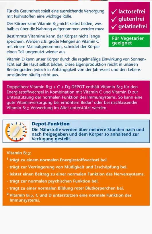Doppelherz Aktiv B12 + C + D3 Depot Aktiv 100 Tabletten