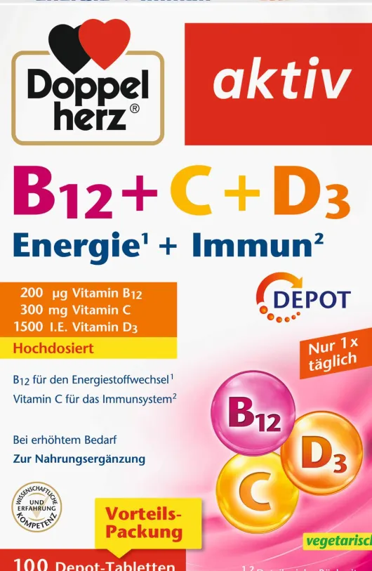 Doppelherz Aktiv B12 + C + D3 Depot Aktiv 100 Tabletten