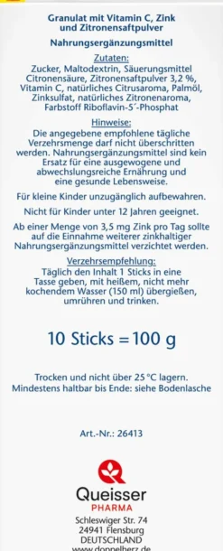 Doppelherz aktiv Heiße Zitrone Vitamin C + Zink Granulat 10 Stück