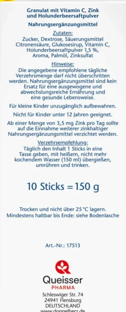 Doppelherz aktiv Heisser Holunder mit Vitamin C und Zink Granulat 10 Beutel