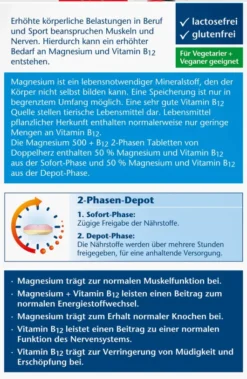 Doppelherz Aktiv Magnesium 500 + B12 2 Phasen Depot 120 Tabletten