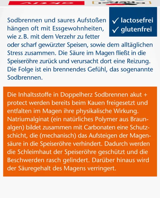 Doppelherz Aktiv Sodbrennen Akut+protect 40 Kautabletten
