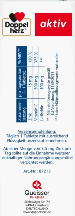 Doppelherz Aktiv Zink + Histidin + Vitamin C Depot Aktiv 100...