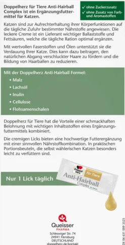 Doppelherz Anti-Hairball Complex für Katzen 25 Licks
