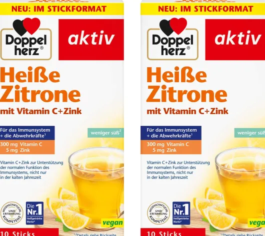 Doppelherz Heiße Zitrone Vitamin C + Zink Granulat 2 x 10 Beutel im Set