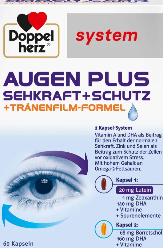 Doppelherz system Augen plus Sehkraft + Schutz + Tränenfilm-Formel 60 Kapseln