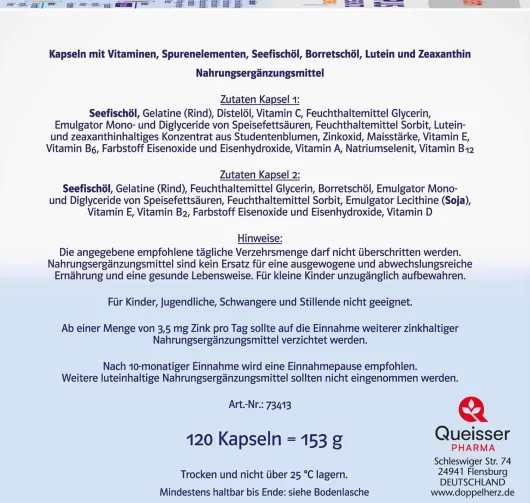 Doppelherz system Augen plus Sehkraft + Schutz 120 Kapseln
