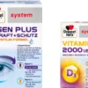 Doppelherz system Augen Plus Sehkraft + Schutz 120 Kapseln + gratis Doppelherz Vitamin D3 2000 I.E. vegan 60 Tabletten