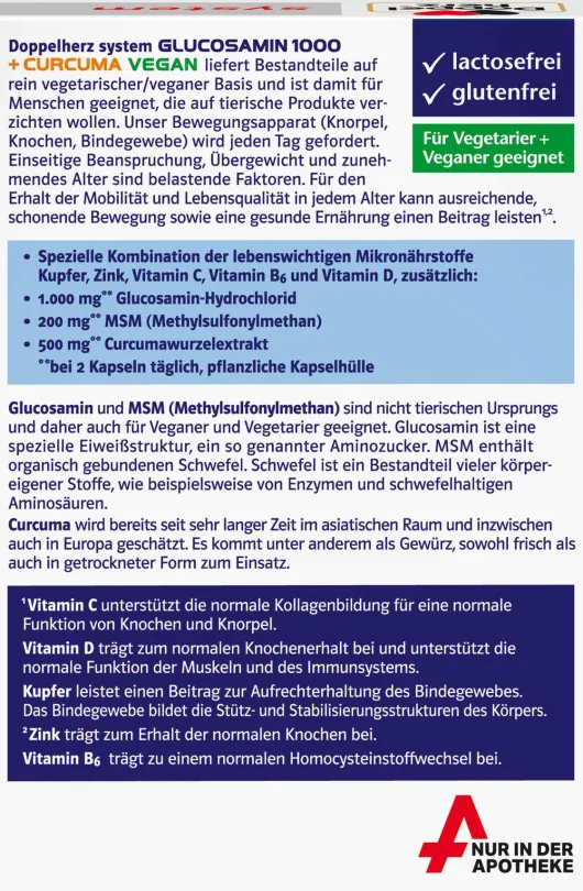 Doppelherz System Glucosamin 1000 + Curcuma Vegan 60 Kapseln