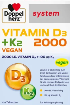 Doppelherz system Vitamin D3 2000 I.E. + K2 120 Tabletten