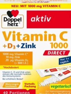 Doppelherz Vitamin C 1000 + D3 + Zink Direct 40 Stück