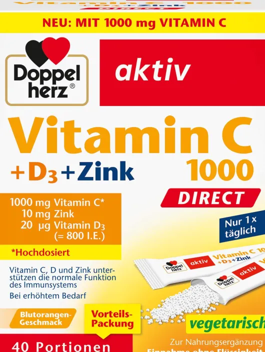 Doppelherz Vitamin C 1000 + D3 + Zink Direct 40 Stück