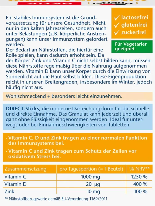 Doppelherz Vitamin C 1000 + D3 + Zink Direct 40 Stück