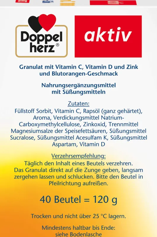 Doppelherz Vitamin C 1000 + D3 + Zink Direct 40 Stück