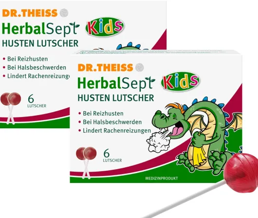 Dr.Theiss HerbalSept Husten Lutscher Himbeer 2 x 6 Stück