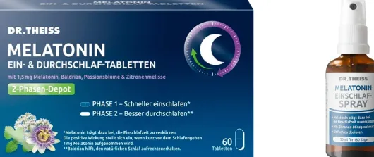 Dr.Theiss Melatonin Ein- & Durchschlaf Tabletten 60 Stück + Melatonin Einschlafspray 50 ml