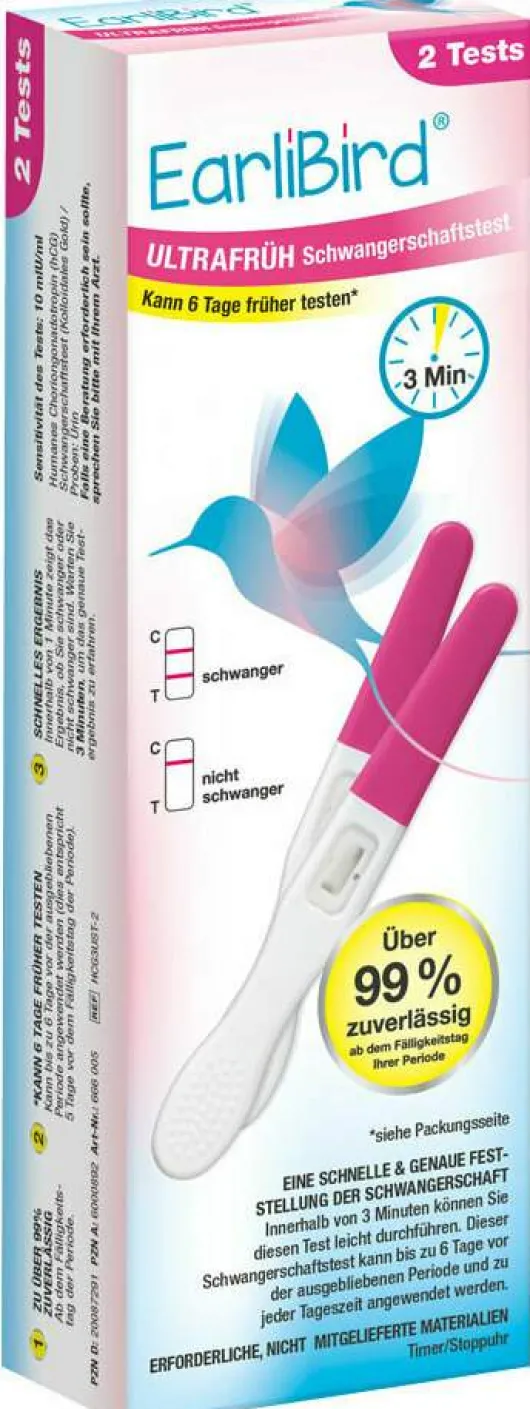 EarliBird Ultrafrüh Schwangerschaftstest 2 Stück