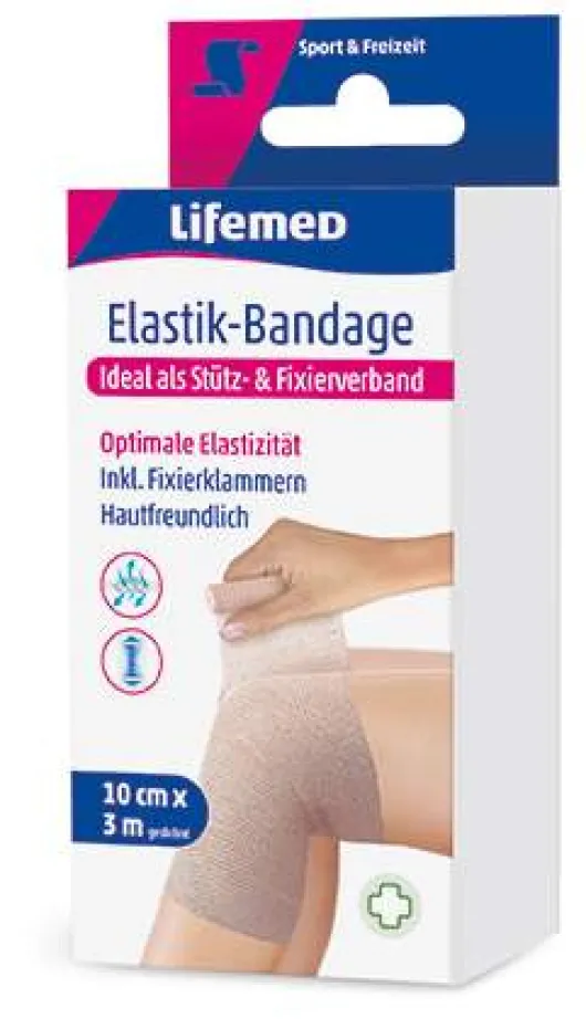 Elastik-Bandage 10 cm x 3 m inkl. 4 Fixierklammern, 2er Set