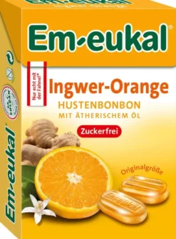 Em Eukal Ingwer Orange Bonbons Box 50 G Zuckerfrei