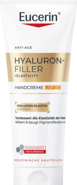 Eucerin Hyaluron Filler + Elasticity Handcreme gegen Altersflecken LSF30 75 ml