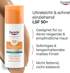 Eucerin Sun Oil Control Face Fluid Getönt (Mittel) LSF 50+ 50 ml