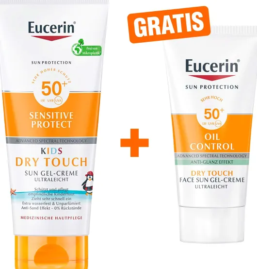 Eucerin Sun Sensitive Protect Kids Gel-Creme LSF 50+ 200 ml + gratis Sun Gel-Creme Oil Control 20 ml