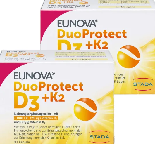 Eunova DuoProtect D3 + K2 1000 I.E. 2 x 90 Kapseln