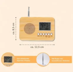 FM Digital Radio Wecker Bamboo mit Kalender und Temperaturanzeige, 1 Stück
