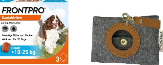 Frontpro 68 mg für Hunde 3 Kautabletten + gratis Hundebeutelspender 1 Stück