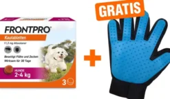 Frontpro 11 mg für Hunde 2 - 4 kg 3 Kautabletten + gratis Fellhandschuh