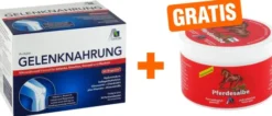 Gelenknahrung + Hyaluronsäure Trinkgranulat 30 x 15 g + gratis Pferdesalbe m. Rosskastanie 250 ml