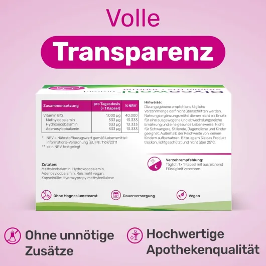 Glycowohl Vitamin B12 1000 µg hochdosiert vegan 120 Kapseln