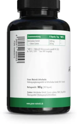 Green Naturals Artischocke 2600 mg mit 10% Cynarin 240 Kapseln