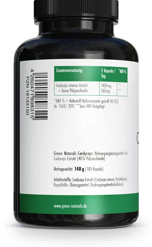 Green Naturals Cordyceps Sinensis 180 Kapseln
