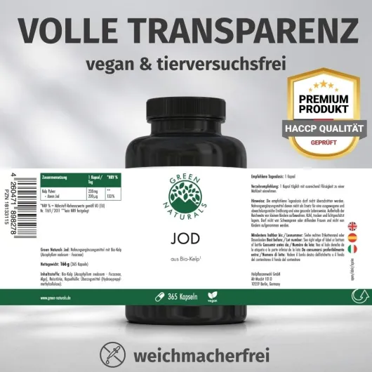 Green Naturals Jod Aus Bio-Kelp 200 µg 365 Kapseln
