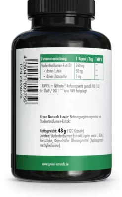 Green Naturals Lutein 50mg + 5mg Zeaxanthin vegan 120 Kapseln