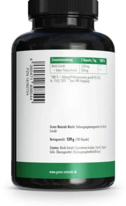 Green Naturals Reishi 650 mg Hochdosiert Vegan 180 Kapseln