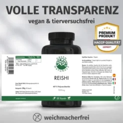Green Naturals Reishi 650 mg Hochdosiert Vegan 180 Kapseln