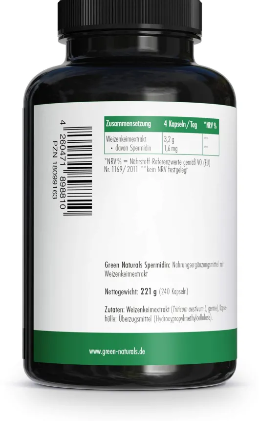 Green Naturals Spermidin 1,6 mg Vegan 240 Kapseln