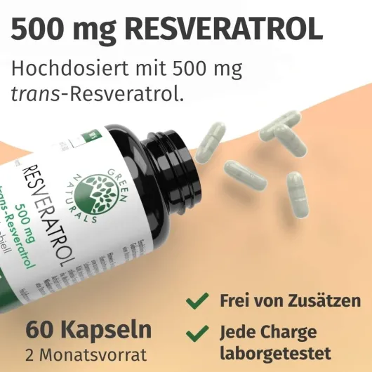 Green Naturals Trans-Resveratrol 500 mg vegan 60 Kapseln