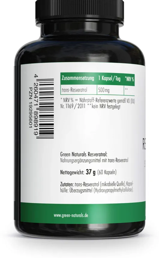 Green Naturals Trans-Resveratrol 500 mg vegan 60 Kapseln
