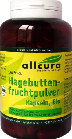 Hagebutten Fruchtpulver 180 Kapseln Bio